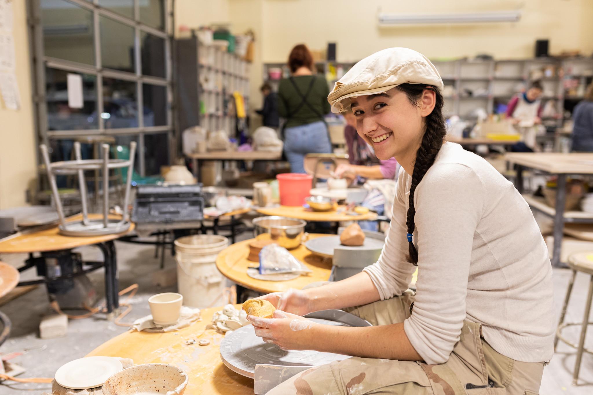 Photo of student in ceramics class